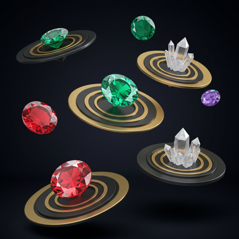 iconos usuario piedras Interfaz de usuario con iconos de piedras preciosas y minerales raros en un inventario de juego.