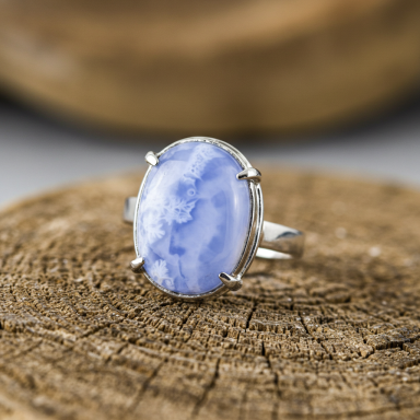 Anillo azul, testigo de mi fe, en cada latido nace un porqué, piedra de calcedonia, mi amor, romance eterno que siempre soñé
